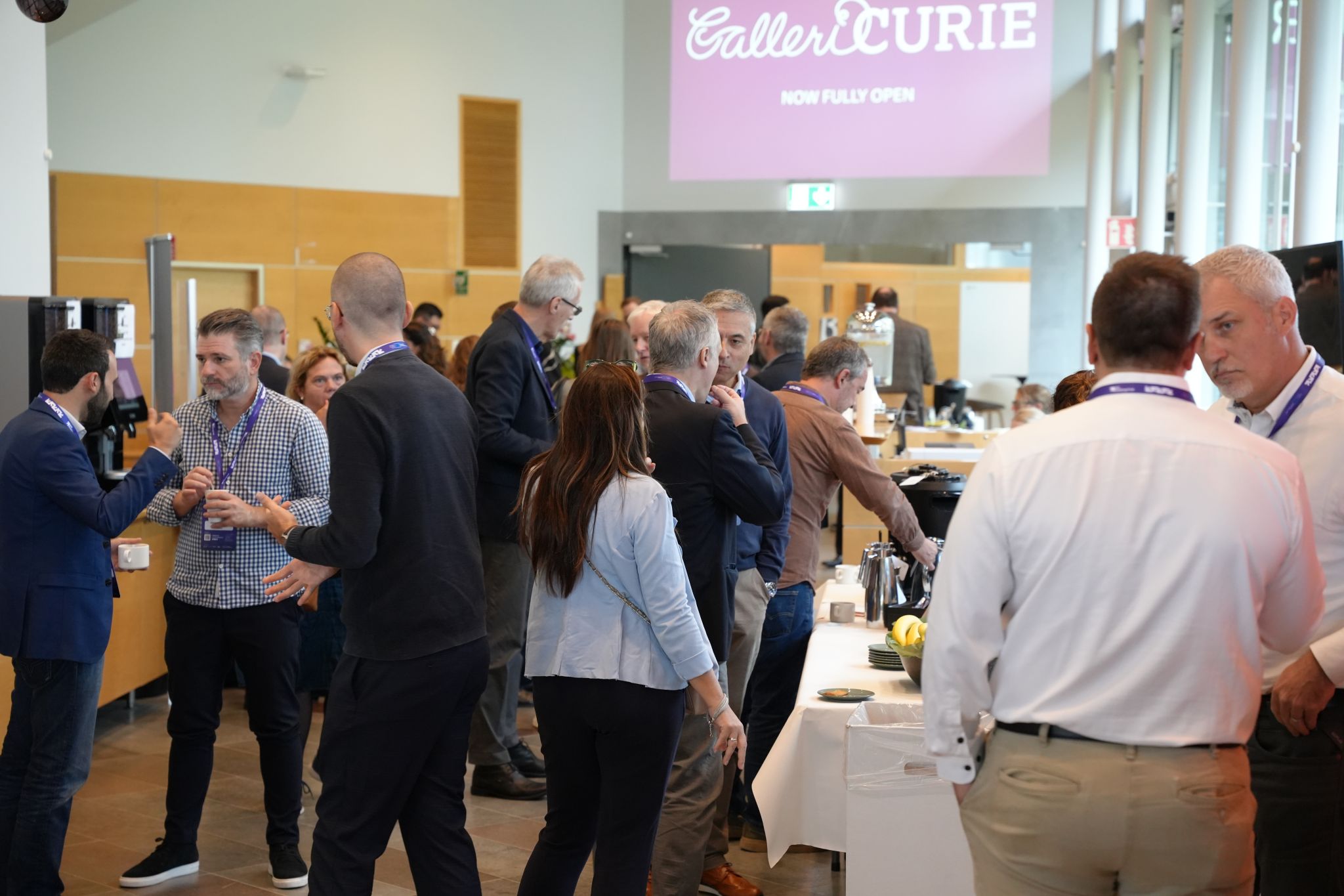 Conversations between participants during the EIC Scaling Club event at AstraZeneca.