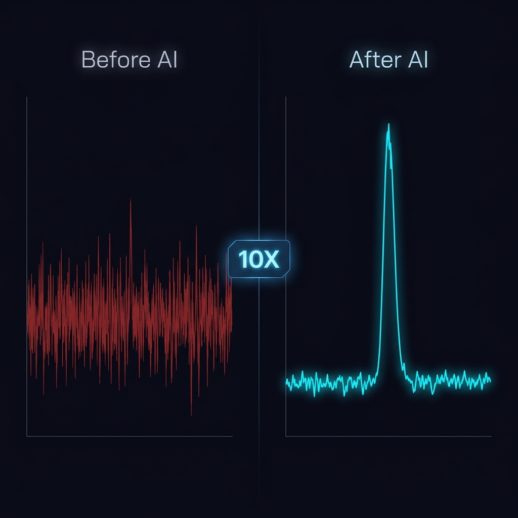 Before and after: AI amplifies the sensor signal by 10X
